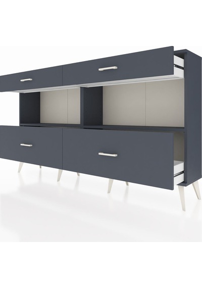 Arges Konsol 2 Raflı 4 Çekmeceli 176x30x99 Antrasit-antrasit Antrasit-antrasit Arges Konsol 2 Raflı 4 Çekmeceli 176x30x99 Antrasit-antrasit Antrasit-antrasit