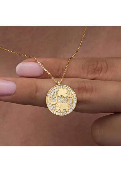 Gümüş Gold Fil Motifli Şans Kadın Kolye Altın