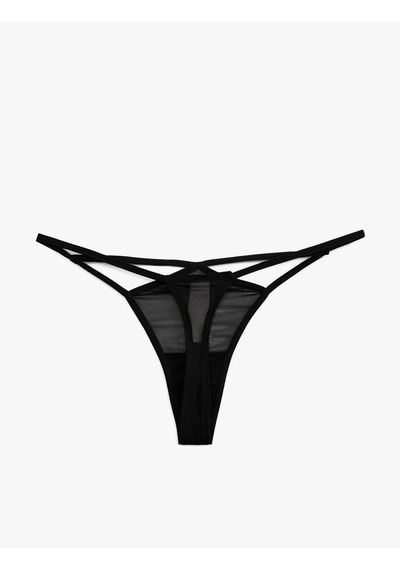 Koton Transparan Tül String Külot Siyah 5slk30028mk Siyah