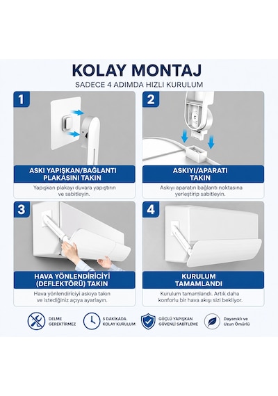 Klima Yönlendirici Aparat 53-100,5 cm Ayarlanabilir Klima Hava Yönlendirici Rüzgar Kesici Deflektör Klima Siperliği