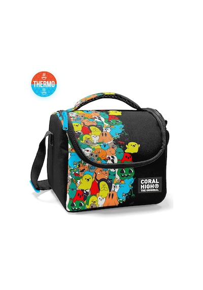 Coral High Kids Siyah Karikatür Desenli Thermo Beslenme Çantası 11790 Siyah