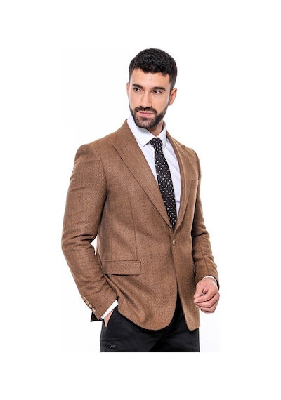 Wessi Slim Fit Desenli Açık Kahverengi Erkek Ceket Açık Kahverengi Wessi Slim Fit Desenli Açık Kahverengi Erkek Ceket Açık Kahverengi