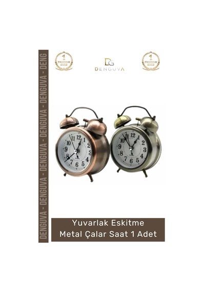 Saat Nostaljik Retro Dekoratif Vintage Masa Saati Sessiz Yuvarlak Eskitme Metal Çalar Saat Çok Renkli