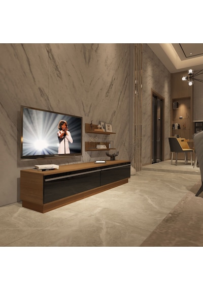 Decoraktiv Eko 4b Mdf Std Tv Ünitesi Tv Sehpası Ceviz - Siyah