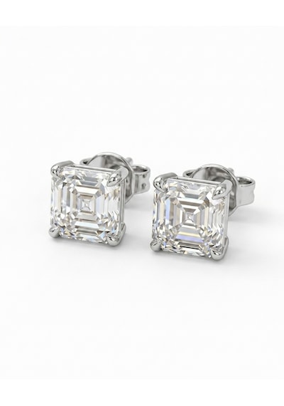 Kadın Moissanite Kare Tek Taş Gümüş Küpe