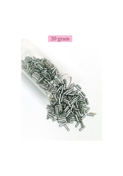 Uzun Boru Kesme Boncuk Çap 2mm Uzunluk 10 Mm - 20 Gram - Desenli Gümüş - Bnc244 Diğer