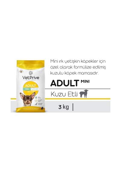 Vet Prive Mini Ve Küçük Irk Yetişkin Köpek Maması Kuzu Etli 3 KG