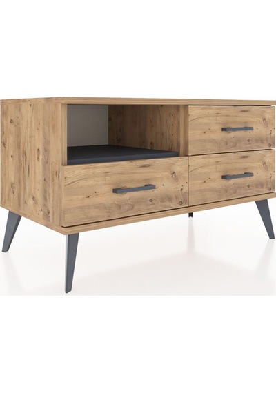 Hyperion Şifonyer Tek Raflı 3 Çekmeceli 88x44x48 Çam-antrasit/çam Antrasit/çam
