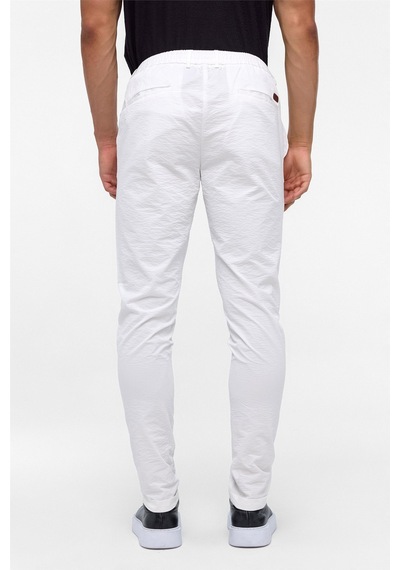 Süvari Beyaz Slim Armürlü Jogger Pantolon