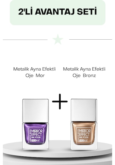 Metalik Ayna Efektli Oje Bronz 15 Ml & Mor 15 Ml 0