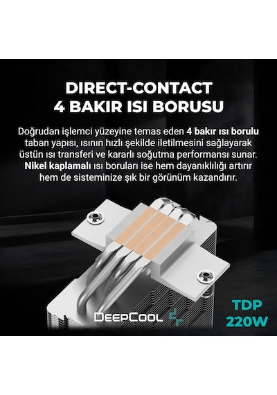 Deepcool Ag400 V5 Argb Black İşlemci Soğutucu, Amd Ve Intel Uyumlu, 120mm Kule Tipi Hava Soğutma, 12 Cm Hava Soğutucu, Tdp 220w, Siyah Siyah - Argb