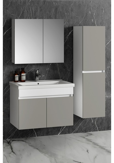 Çiğdem 80+35 Cm Beyaz-inox Balon Mdf Seramik Lavabolu Sepetli Asma Banyo Dolabı Takımı Beyaz - Inox Çiğdem 80+35 Cm Beyaz-inox Balon Mdf Seramik Lavabolu Sepetli Asma Banyo Dolabı Takımı Beyaz - Inox