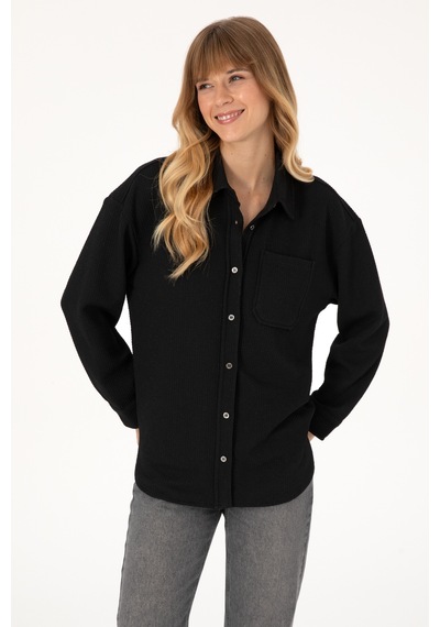 U.s. Polo Assn. Kadın Siyah Gömlek Örme 50309039-vr046 Sıyah