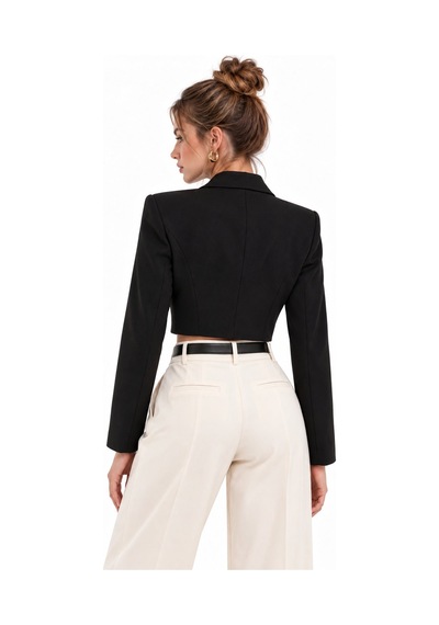 Saade Siyah-beyaz Kadın Regular Fit Kruvaze Kapama Dokuma Crop Blazer Ceket -şık & Spor 2li Paket Siyah - Beyaz Saade Siyah-beyaz Kadın Regular Fit Kruvaze Kapama Dokuma Crop Blazer Ceket -şık & Spor 2li Paket Siyah - Beyaz
