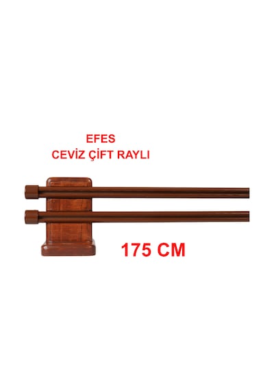 Efes Ahşap Başlıklı Alüminyum Kanallı ''çift Raylı'' Modern Rustik-ceviz 175 Cm Ceviz