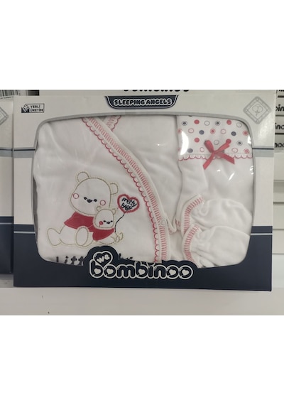 Bambinoo Bambino Kırmızılı 5 Li Zıbın Seti Hastane Çıkışı Pamuklu Kırmızı
