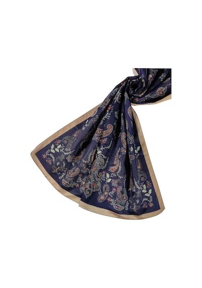 Mim Eşarp Enba Etnik Desenli Soft Pamuklu Şal 75x190 Cm Lacivert - Gold