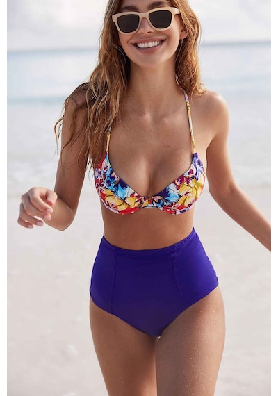 Angelsin Renkli Destekli Bel Bikini Üstü Çok Renkli