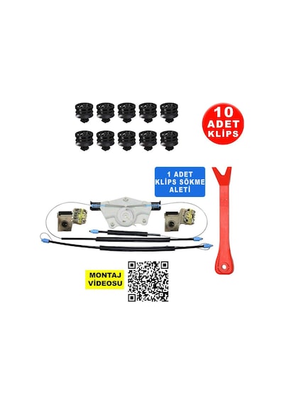 Vw Golf 4 Bora 1998-2005 Sağ Ön Cam Kriko Tamir Seti Metal Ayaklı 1j4837462