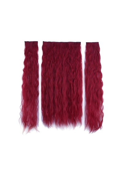 Fiber Sentetik Kabarık Dalgalı Yarım Ay + 2 Yan Çıt Çıt / Kızıl - Zmff-462984 Renkli