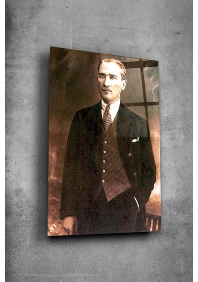 Atatürk Cam Tablo Portre Cam Tablo Duvar Dekoru Atatürk Portresi Kırılmaz Cam Solmaz Baskı 036