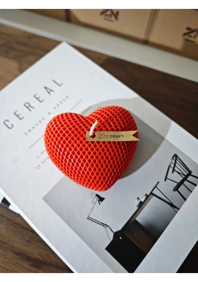 Bernami Mum Pinterest Dekoratif Kalp Şeklinde Mum - Kırmızı, Petek Desenli Diğer