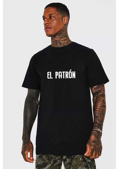 Gang Serıes Erkek Siyah Oversize Medellin Baskılı T-shirt Siyah