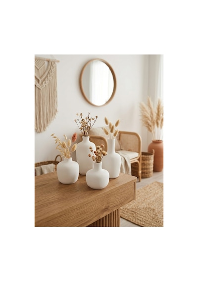 Kaveld Ardea 4'lü Dekoratif Vazo Seti El Yapımı Modern Minimalist Vazo Mermer Tozu Ve Yüksek Mukavemetli Çimento Kompozit - Beyaz Kaveld Ardea 4'lü Dekoratif Vazo Seti El Yapımı Modern Minimalist Vazo Mermer Tozu Ve Yüksek Mukavemetli Çimento Kompozit - Beyaz