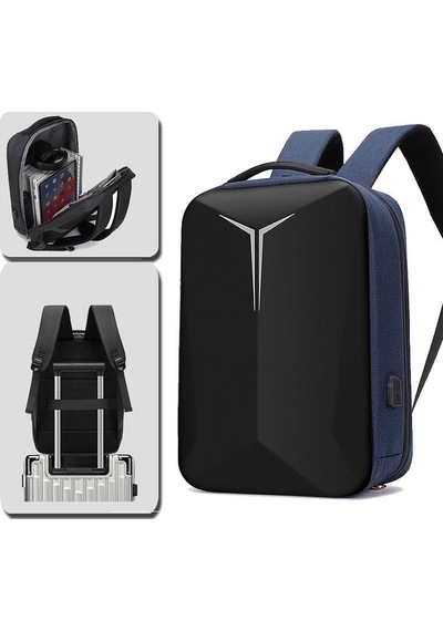 Laptop Sırt Çantası Usb Şarj Girişli İş Seyahat Su Geçirmez Notebook Apple Uyumlu iPad Ve Evrak Taşıma Çantası MAVİ