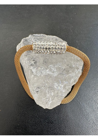 Zirkon Taşlı Mıknatıslı Kadın Çelik Bileklik 18 Cm Gold - Çelik Zirkon Taşlı Mıknatıslı Kadın Çelik Bileklik 18 Cm Gold - Çelik