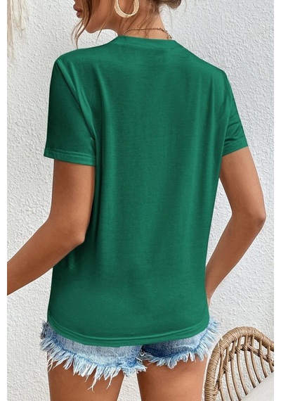 Unisex Woman One Line Baskılı Tasarım Tshirt Yeşil