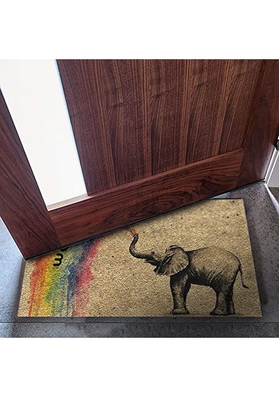Tasarımlı Dekoratif Kapı Önü Paspas, Dış Mekan/ev İçi/banyo/mutfak/yatak Odası/giriş Paspasları Welcome Fil Çok Renkli