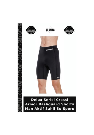 Grey Cat Delux Serisi Cressi Armor Rashguard Shorts Man Aktif Sahil Su Sporu Siyah