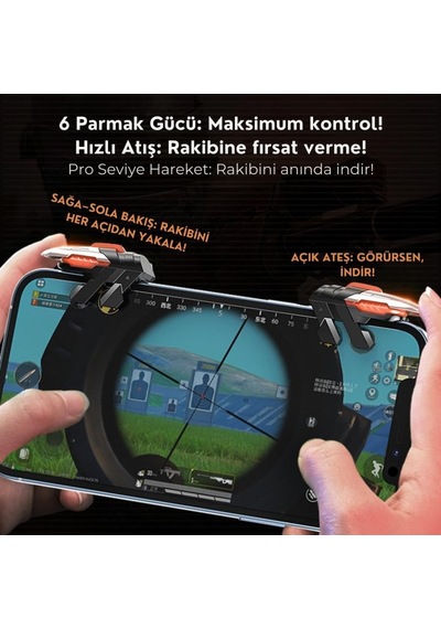 Profesyonel Yüksek Hassasiyetli Telefon Tetik Mobil Oyun Tetik Aparatı 4 Buton Nişan Ve Tetik Tuşu