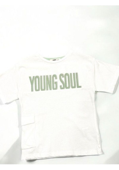 Çikoby Erkek Çocuk Pamuklu Young Yazılı Tshirt-14551 Beyaz