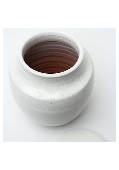 Dekoratif Terra Cotta Vazo Beyaz Toprak Dokulu Modern Salon Konsol Üstü Büyük Boy Vazo 24 Cm Altın - Beyaz