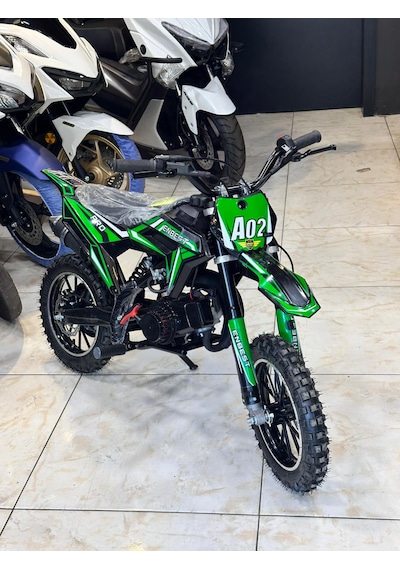 Enbest Benzınlı Çocuk Cros Motoru Hidrolik Frenler 7-17 Yaş Yeşil