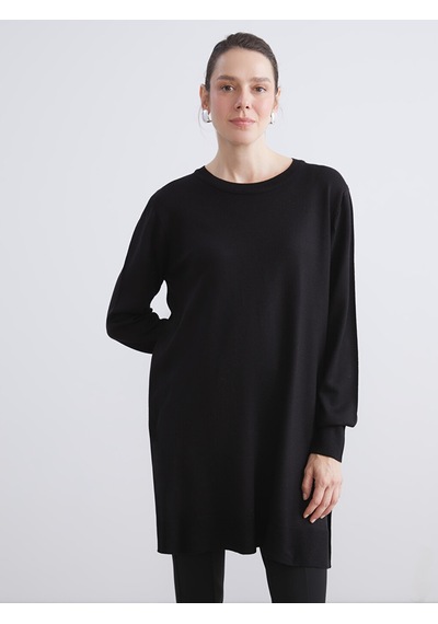 Lcw Eco Siyah Bisiklet Yaka Kadın Triko Tunik