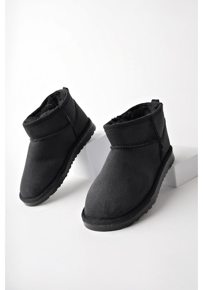 Muggo Snow Garantili Unisex Çocuk Kalın Taban İçi Tüylü Günlük Mini Yarım Bot