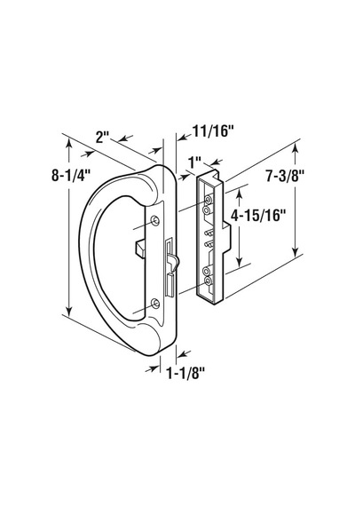 Prime-line C 1252 Sliding Door Handle, Hook Latch, Black