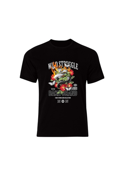 Yılan Baskılı Tişört Fame Stoned Gang Collection New Season Tshirt SIYAH