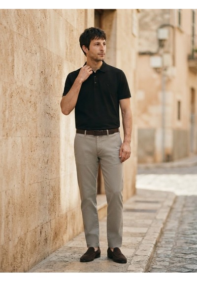 Maccali Erkek Siyah Basic Polo Yaka Tişört