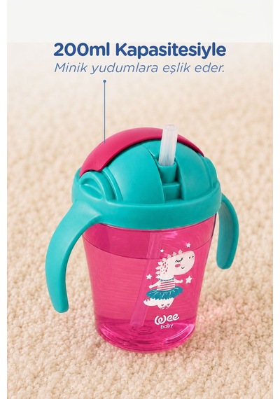 Wee Baby Pipetli Bardak Pembe Renkli Çok Renkli