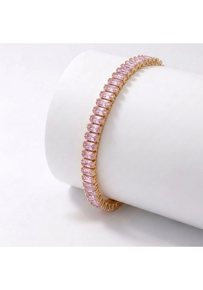 Moncuk Design 5mm Pembe Zirkon Taşlı Ayarlanabilir Su Yolu Kadın Bileklik 3351kbv4d1 Sarı