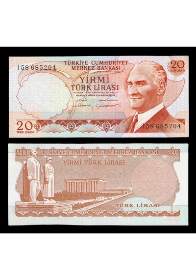 6. Emisyon 4. Tertip 20 Türk Lirası, T.c. Eski Kağıt Para "çil"