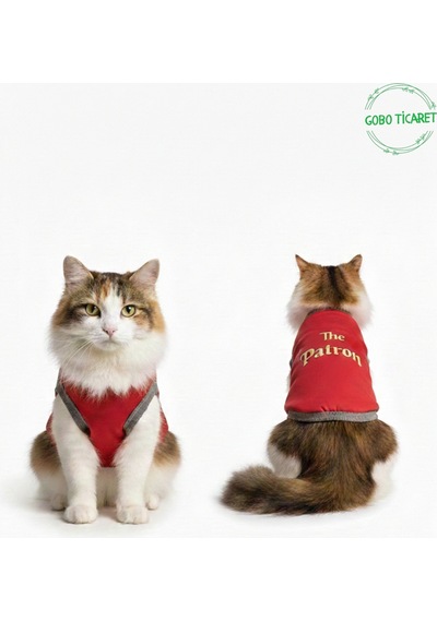 Kırmızı The Patron Yazılı Kedi Ve Köpek Kıyafeti Tişörtü Elbisesi Xsmall/xs/beden 0