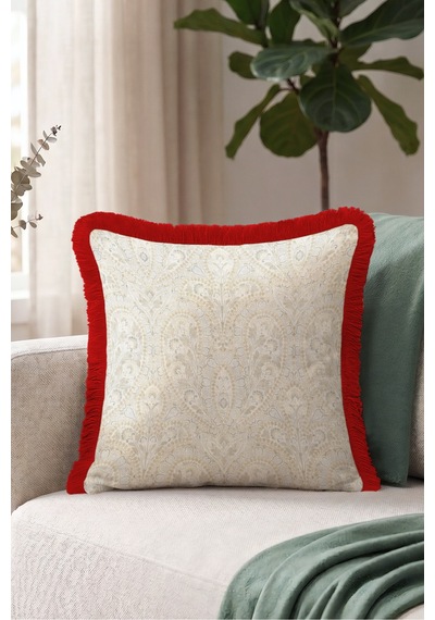 Motifli Damask Saçaklı Yastık Kılıfı - Zarif Oryantal Klasik Vizon Bordo Püsküllü Kırlent Kılıfı Puslu Vadi Aura Motifli Damask Saçaklı Yastık Kılıfı - Zarif Oryantal Klasik Vizon Bordo Püsküllü Kırlent Kılıfı Puslu Vadi Aura