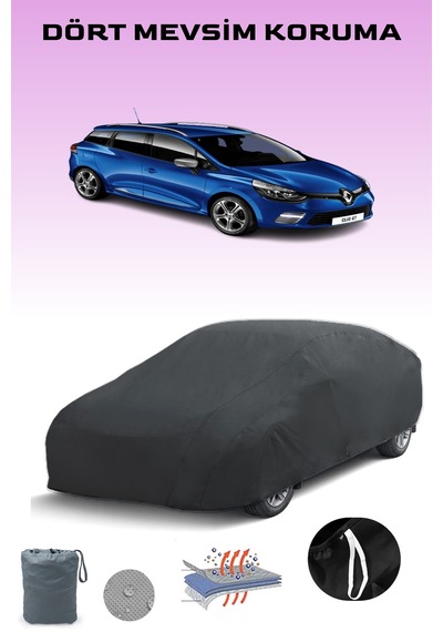 Siyah, Renault Clıo Estate 2016 - 2021, Araba Brandası, Oto Örtüsü, Araba Çadırı Siyah