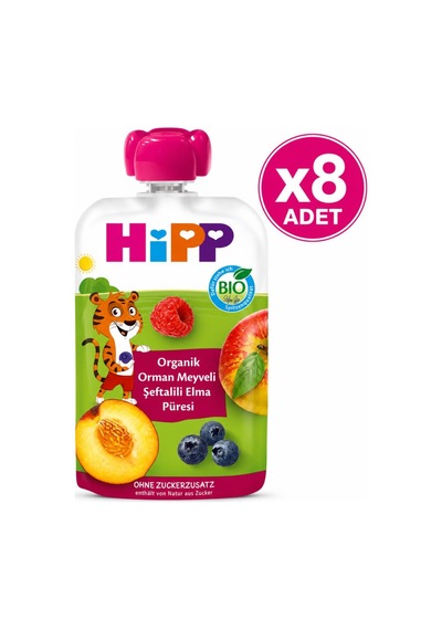 Hipp Organik Orman Meyveli Şeftalili Elma Püresi 100 G 8'li Paket