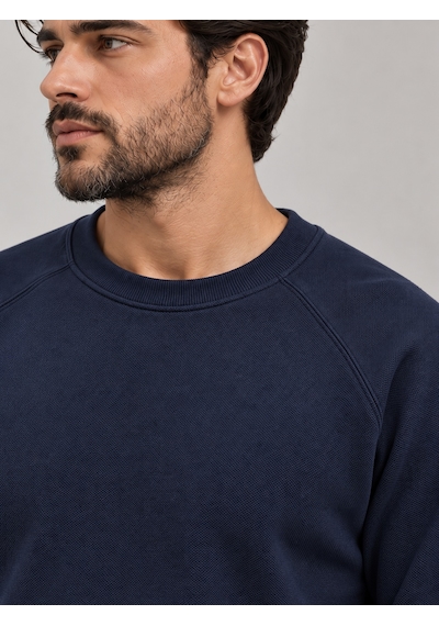 We&me Erkek Pike Kumaş Reglan Kol Bisiklet Yaka Regular Fit Sweatshirt Lacivert